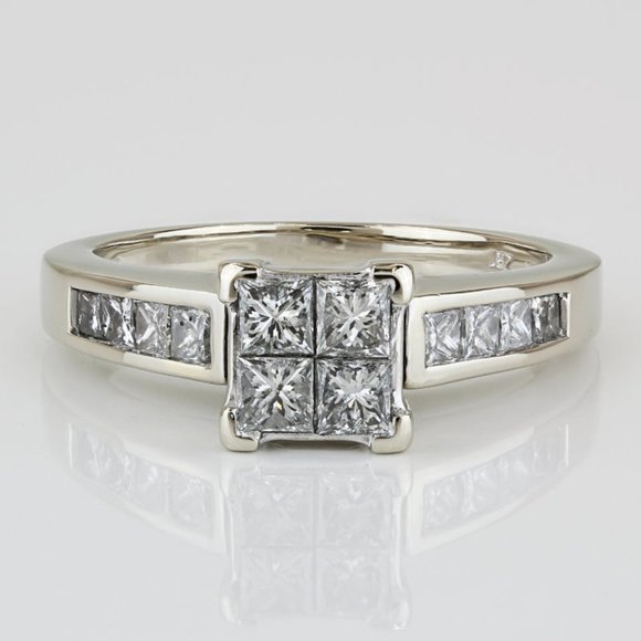 Rosy Blue Jewelry 4k White Gold Princesscut Diamond Anniversary